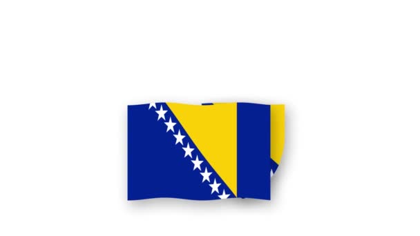 보스니아 헤르체고비나 깃발과 상징을 올리는 애니메이션 비디오 국가의 고해상도 — 비디오