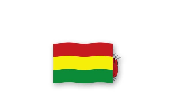 Bolivia Animated Video Raising Flag Emblem Introduction Name Country High — Stock Video