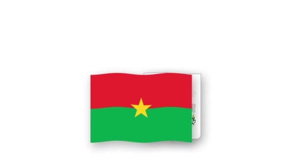 Burkina Faso Animované Video Vztyčení Vlajky Emblém Zavedení Názvu Země — Stock video