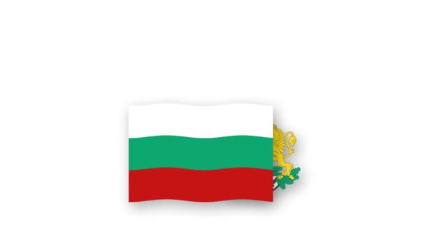 Болгария Анимированное Видео Поднятием Флага Герба Введением Названия Страны Высокой — стоковое видео