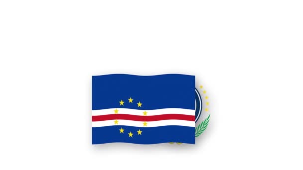 Πράσινο Ακρωτήριο Κινούμενο Βίντεο Ανύψωσης Της Σημαίας Και Emblem Εισαγωγή — Αρχείο Βίντεο