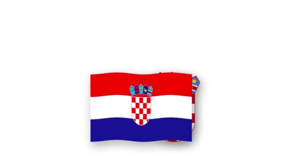 Kroatië Geanimeerde Video Hijsen Van Vlag Embleem Introductie Van Naam — Stockvideo