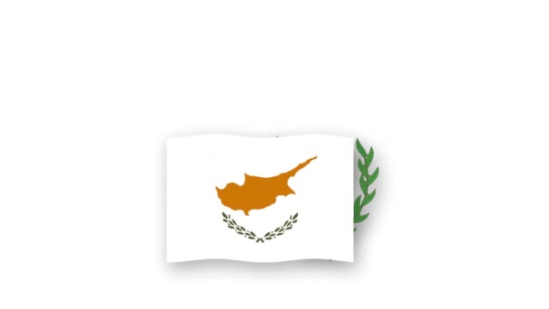 塞浦路斯动画视频升起国旗和国徽 采用国名国高分辨率 — 图库视频影像