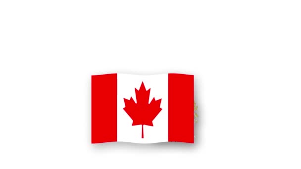 Canadá Vídeo Animado Levantando Bandeira Emblema Introdução Nome País Alta — Vídeo de Stock