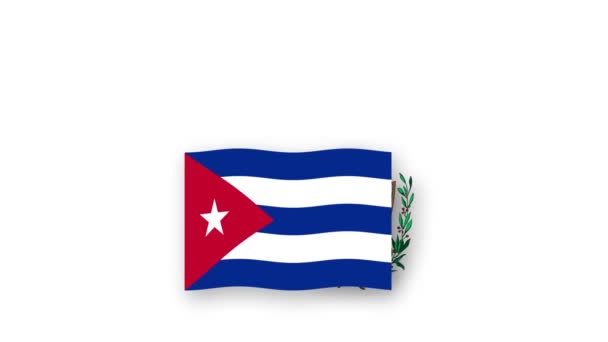 Kuba Animációs Videó Zászlót Emblémát Bevezetése Név Ország Nagy Felbontású — Stock videók