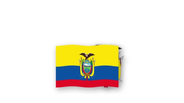 Equador Vídeo Animado Levantando Bandeira Emblema Introdução Nome País Alta — Vídeo de Stock