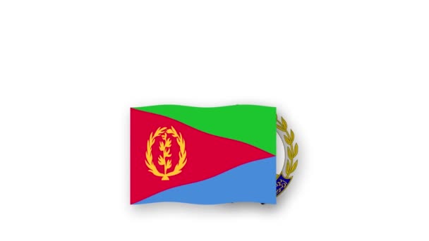 Eritreia Vídeo Animado Levantando Bandeira Emblema Introdução Nome País Alta — Vídeo de Stock