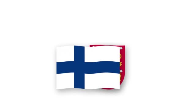 Φινλανδία Κινουμένων Σχεδίων Βίντεο Υψώνοντας Σημαία Και Emblem Εισαγωγή Του — Αρχείο Βίντεο