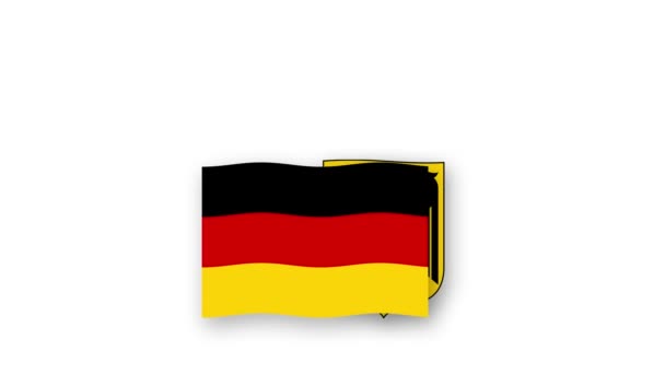 Німеччина Анімаційне Відео Підняття Прапора Герба Введення Назви Країни Високої — стокове відео