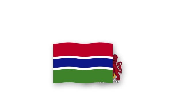 Гамбия Анимированное Видео Поднятием Флага Герба Введением Названия Страны Высокого — стоковое видео