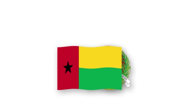 Гвинея Бисау Анимированное Видео Поднятием Флага Герба Введением Названия Страны — стоковое видео