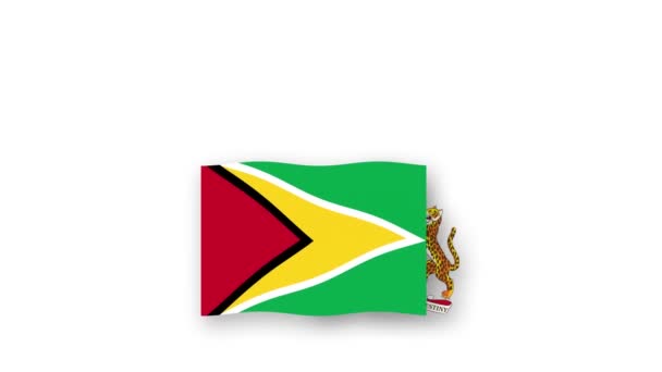 Гайана Анімаційне Відео Підняття Прапора Герба Введення Назви Країни Високої — стокове відео