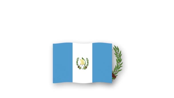 Guatemala Geanimeerde Video Hijsen Van Vlag Embleem Introductie Van Naam — Stockvideo
