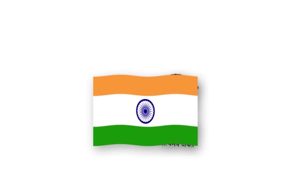 India Animated Video Raising Flag Emblem Introduction Name Country High — Stock Video