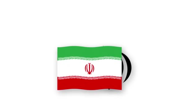 Κινούμενο Βίντεο Από Ιράν Που Υψώνει Σημαία Και Έμβλημα Εισαγωγή — Αρχείο Βίντεο