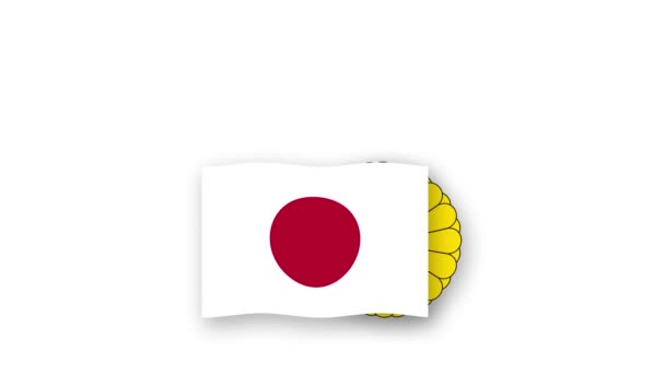 Japan Animated Video Raising Flag Emblem Introduction Name Country High — Stock Video