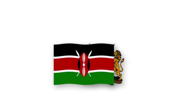 Quênia Vídeo Animado Levantando Bandeira Emblema Introdução Nome País Alta — Vídeo de Stock