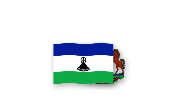 Lesotho Κινουμένων Σχεδίων Βίντεο Υψώνοντας Σημαία Και Emblem Εισαγωγή Του — Αρχείο Βίντεο