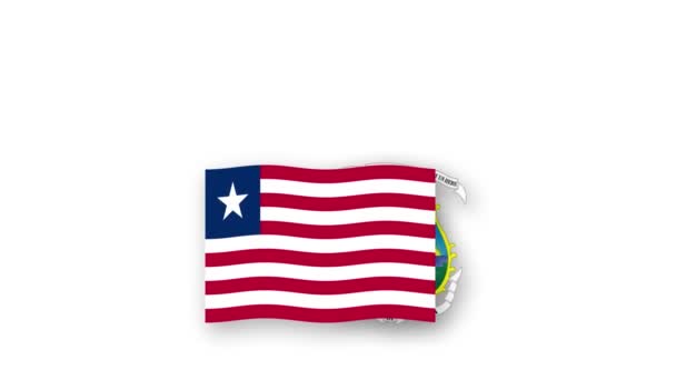 Liberia Video Animato Alzando Bandiera Emblema Introduzione Del Nome Paese — Video Stock