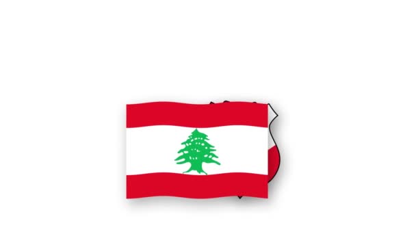 Ліванське Анімаційне Відео Підняття Прапора Герба Введення Назви Країни Високої — стокове відео