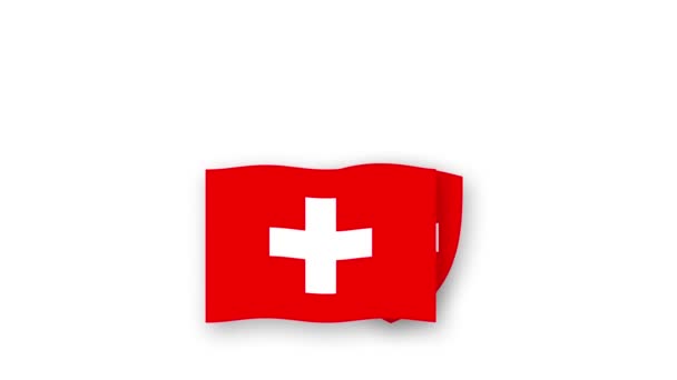 Švýcarsko Animované Video Vztyčením Vlajky Znaku Zavedení Názvu Země Vysoké — Stock video