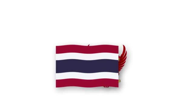 Thailandia Video Animato Alzando Bandiera Emblema Introduzione Del Nome Paese — Video Stock