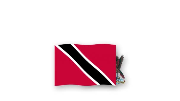 Тринидад Тобаго Анимированное Видео Поднятием Флага Герба Введением Названия Страны — стоковое видео