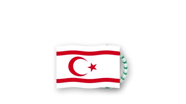 Τουρκική Δημοκρατία Της Βόρειας Κύπρου Κινουμένων Σχεδίων Βίντεο Υψώνοντας Σημαία — Αρχείο Βίντεο