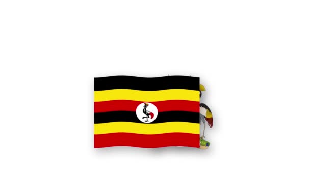 Uganda Animációs Videó Zászlót Emblémát Bevezetése Név Ország Nagy Felbontású — Stock videók