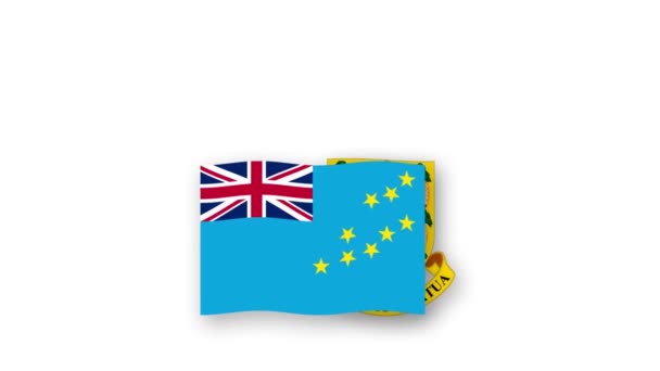 Тувалу Анимированное Видео Поднятием Флага Герба Введением Названия Страны Высокого — стоковое видео