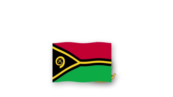 Vanuatu Animated Video Raising Flag Emblem Introduction Name Country High — Stock Video