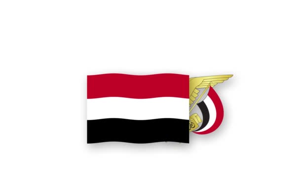 Jemen Animációs Videó Zászlót Emblémát Bevezetése Név Ország Nagy Felbontású — Stock videók