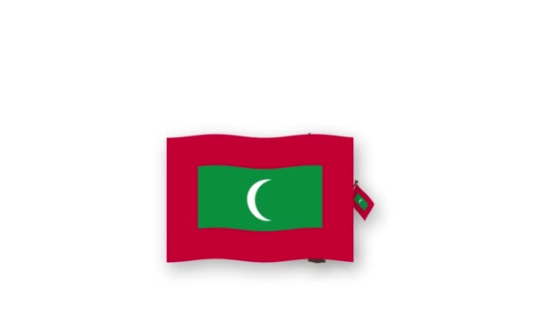 Maldives Animated Video Raising Flag Emblem Introduction Name Country High — Stock Video