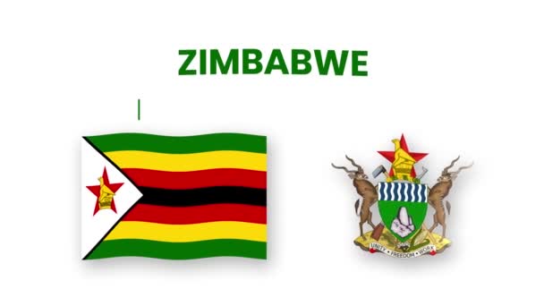 津巴布韦动画视频升起国旗和国徽 介绍国名国高分辨率 — 图库视频影像