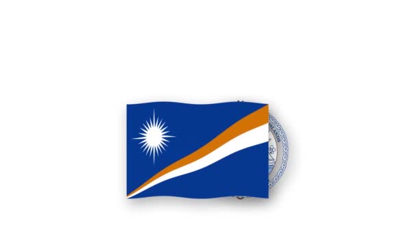 Ilhas Marshall Vídeo Animado Levantando Bandeira Emblema Introdução Nome País — Vídeo de Stock