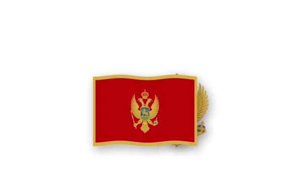 Montenegró Animációs Videó Zászló Embléma Felemeléséről Ország Elnevezés Bevezetése Nagy — Stock videók