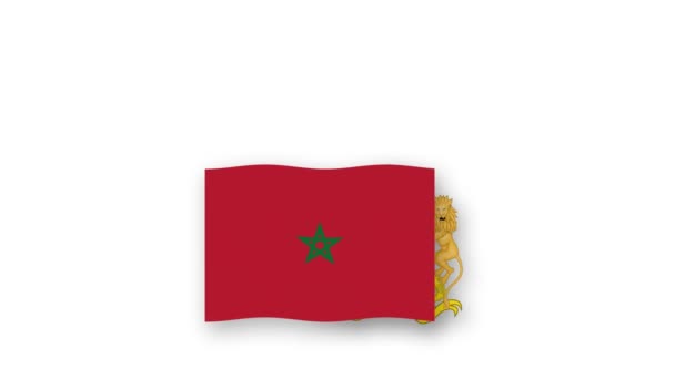 Μαρόκο Κινούμενα Βίντεο Υψώνοντας Σημαία Και Emblem Εισαγωγή Του Ονόματος — Αρχείο Βίντεο