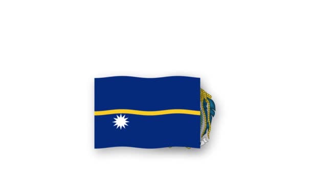 Nauru Vídeo Animado Levantando Bandeira Emblema Introdução Nome País Alta — Vídeo de Stock