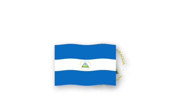 Nicaragua Animációs Videó Zászlót Emblémát Bevezetése Név Ország Nagy Felbontású — Stock videók