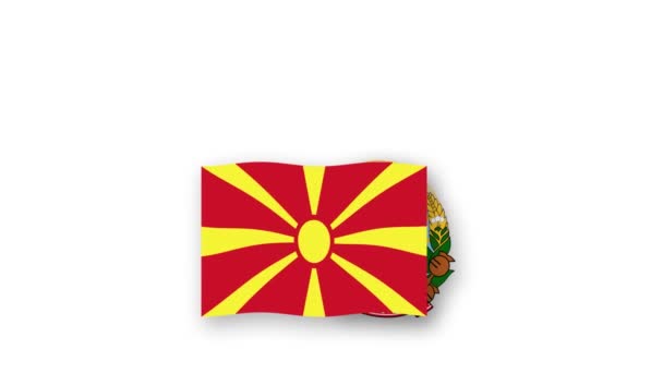 Severní Makedonie Animované Video Vyvěšením Vlajky Emblémem Zavedení Názvu Země — Stock video