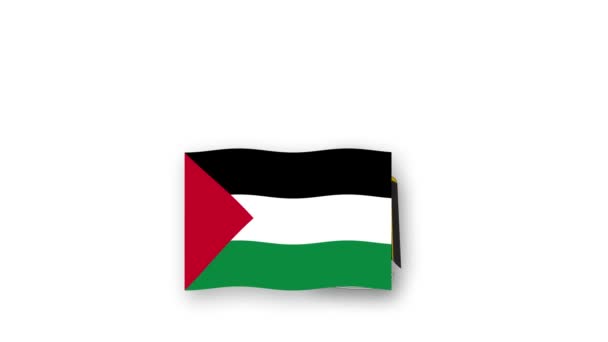 Palestine Animated Video Raising Flag Emblem Introduction Name Country High — Stock Video