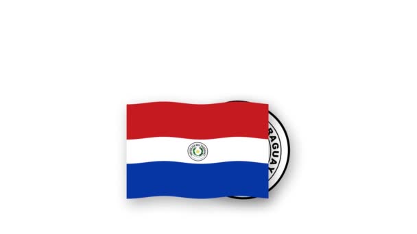 Paraguay Animated Video Raising Flag Emblem Introduction Name Country High — Stock Video