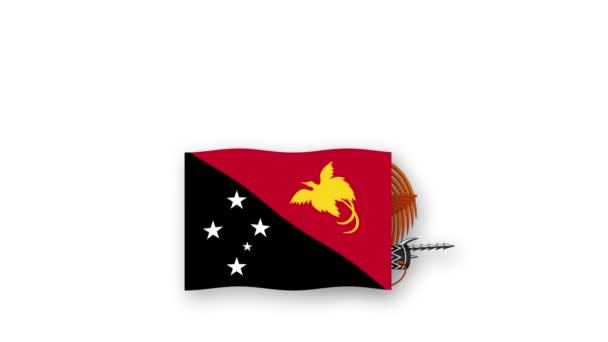 巴布亚新几内亚动画视频升起国旗和国徽 介绍国名国高分辨率 — 图库视频影像