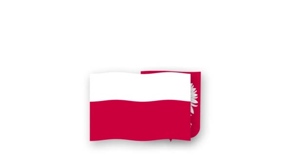 Польща Анімаційне Відео Підняття Прапора Герба Введення Назви Країни Високої — стокове відео