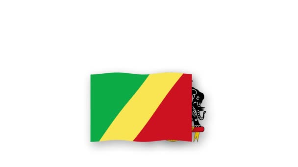Republikken Congo Animeret Video Hæve Flag Emblem Indførelse Navnet Land – Stock-video