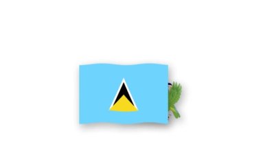 Saint Lucia animasyon videosu bayrağı kaldırıyor ve Amblem, Ülke Yüksek Çözünürlüğü 'nün tanıtımı.