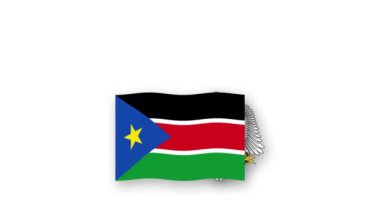Güney Sudan animasyon videosu bayrak ve amblemi kaldırıyor. Ülke Yüksek Çözünürlüğü 'nün tanıtımı..