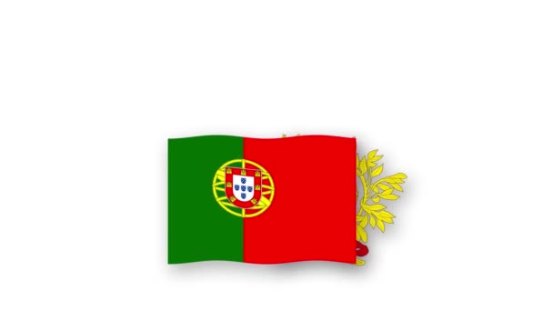 葡萄牙动画视频升起国旗和国徽 采用国名国家高分辨率 — 图库视频影像