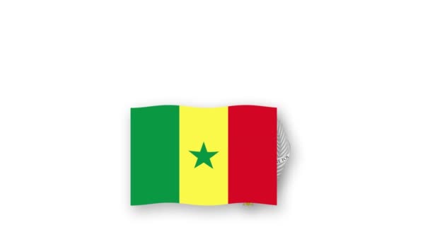 塞内加尔动画视频升起国旗和国徽 介绍国名国高分辨率 — 图库视频影像