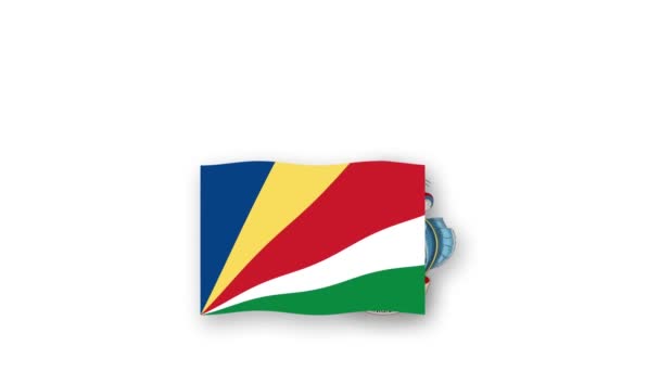 Seychelles Animated Video Raising Flag Emblem Introduction Name Country High — Stock Video